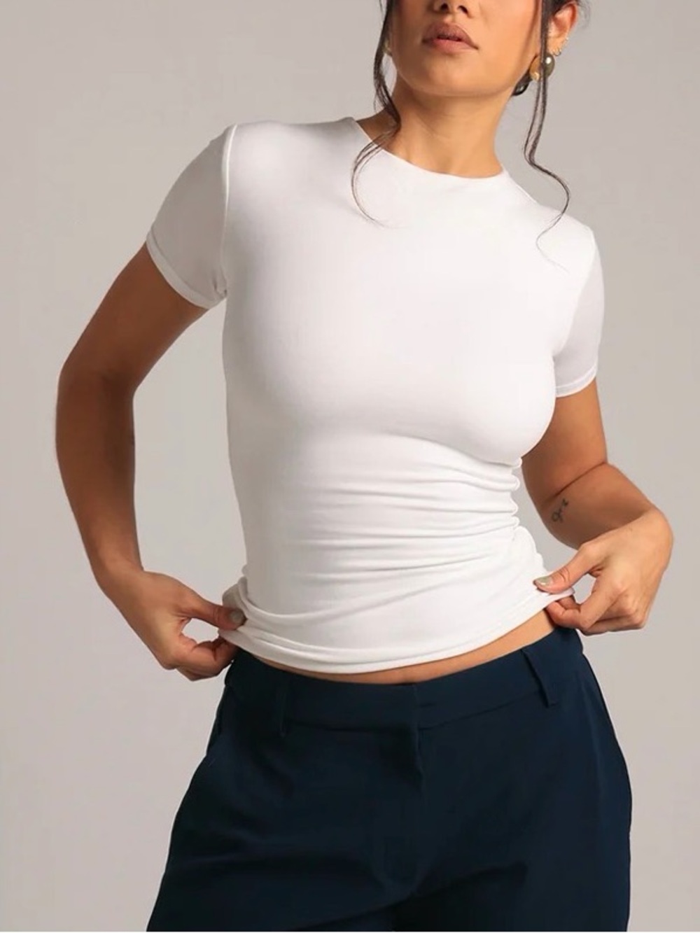 Women's Cream Short Sleeve Slim Tee